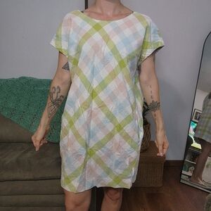 Peyton & Parker Plaid Button Back Mini Dress Size XXL